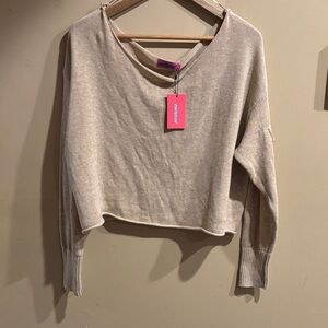 Beige Knit Cropped Sweater